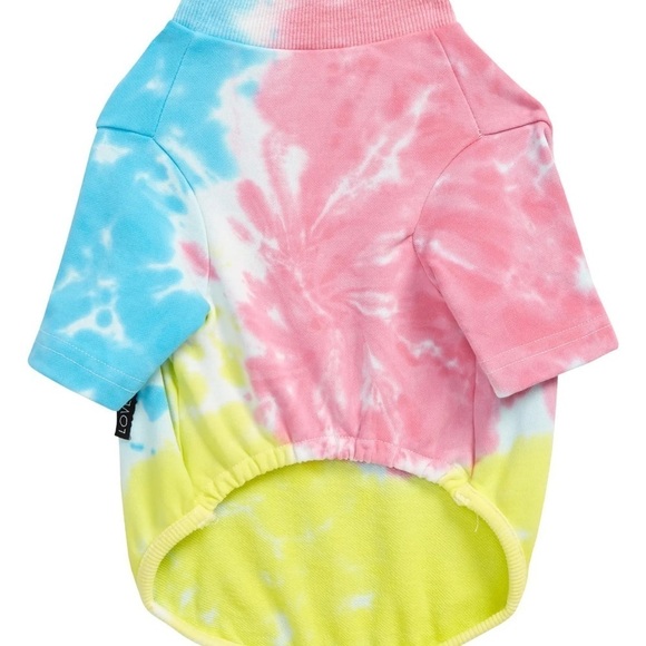 LoveThyBeast Brand 𝅺Tie-Dye Multicolor Dog Sweatshirt W/Short Sleeves - Picture 2 of 9